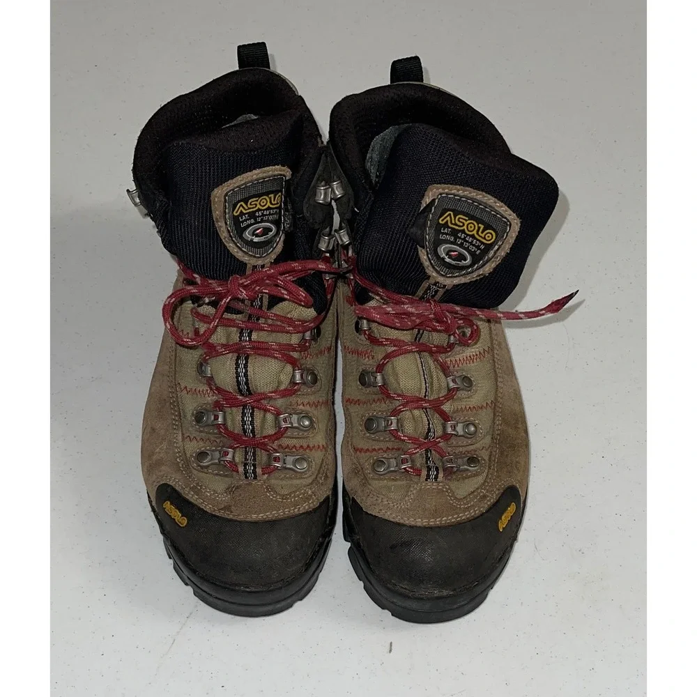Asolo Mens Hiking Boots Gore-Tex Vibram Suede Backpacking Brown Red Size 10.5